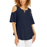 JM Collection Women's Cutout Cold-Shoulder Top Blue Size X-Small