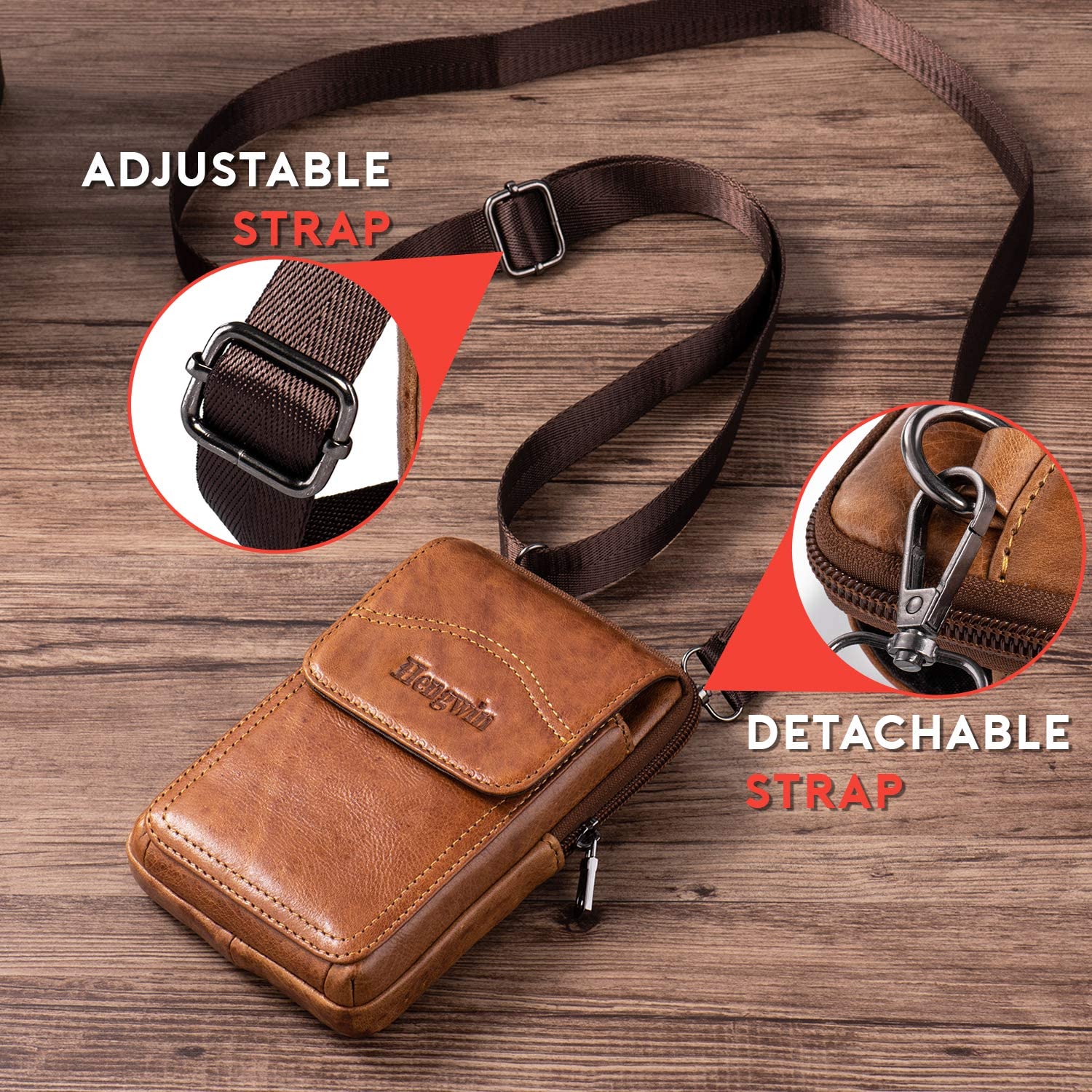Hengwin Genuine Leather Phone Crossbody 