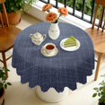 thumbnail image 4 of 60 Inch Round Lace Tablecloth Water Resistant Washable, Denim Jean Cowboy Style, 4 of 5