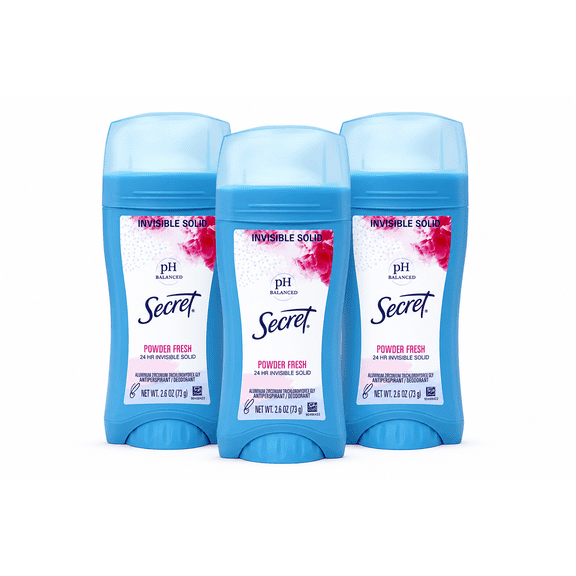 Secret Anti-Perspirant Deodorant, Invisible Solid, Powder Fresh 2.60 oz (Pack of 3)