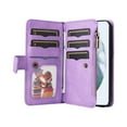 thumbnail image 2 of Multifunctional Case for Samsung S23,[RFID Blocking] 9 Credit Cards Holder with Wrist Strap, Premium PU Leather Zipper Wallet Purse Magnetic Flip Phone Cover for Samsung Galaxy S23, Purple, 2 of 12