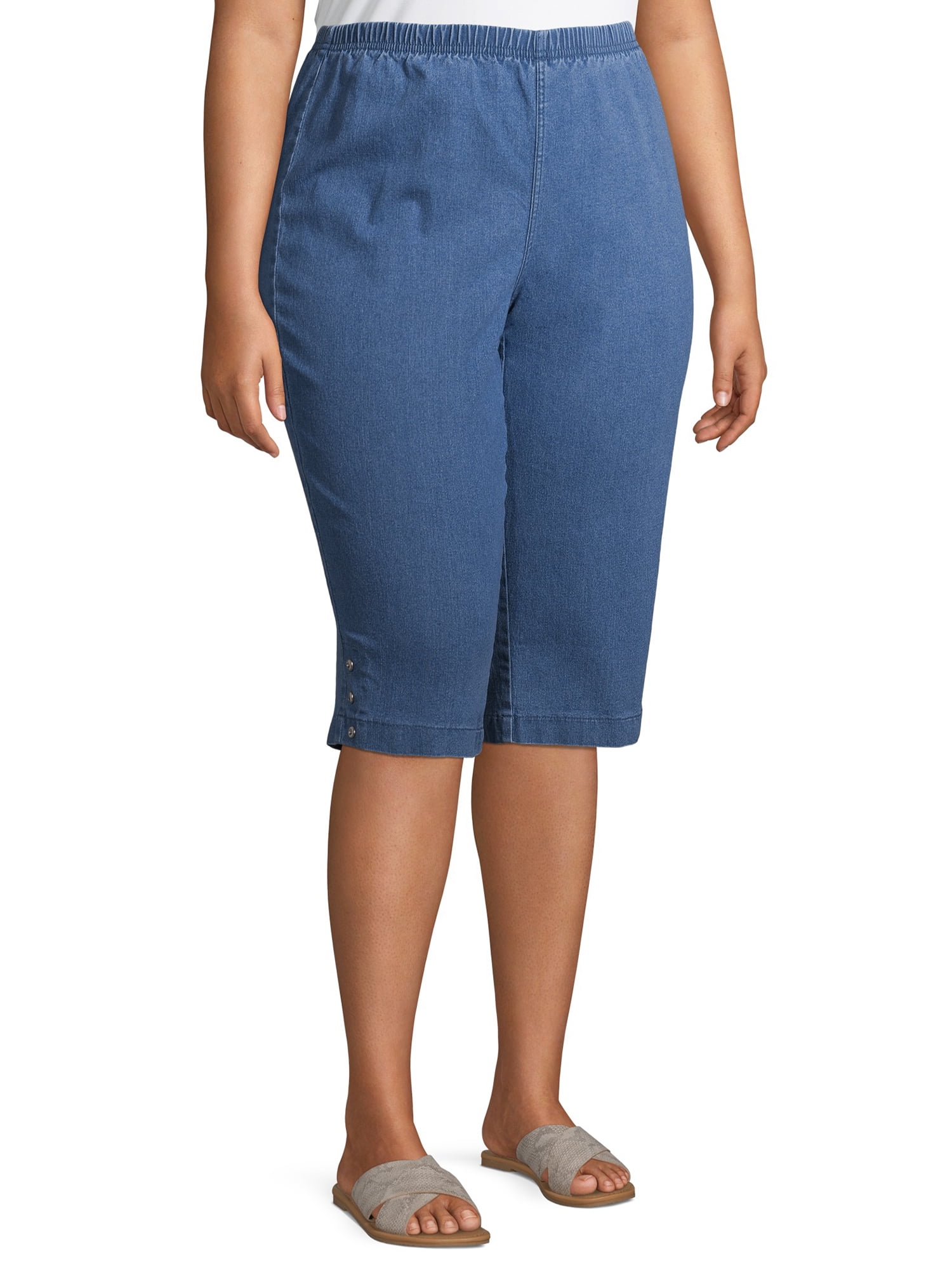 Just My Size Women's Plus Size Pull on Bling Tab Capri - Walmart.com