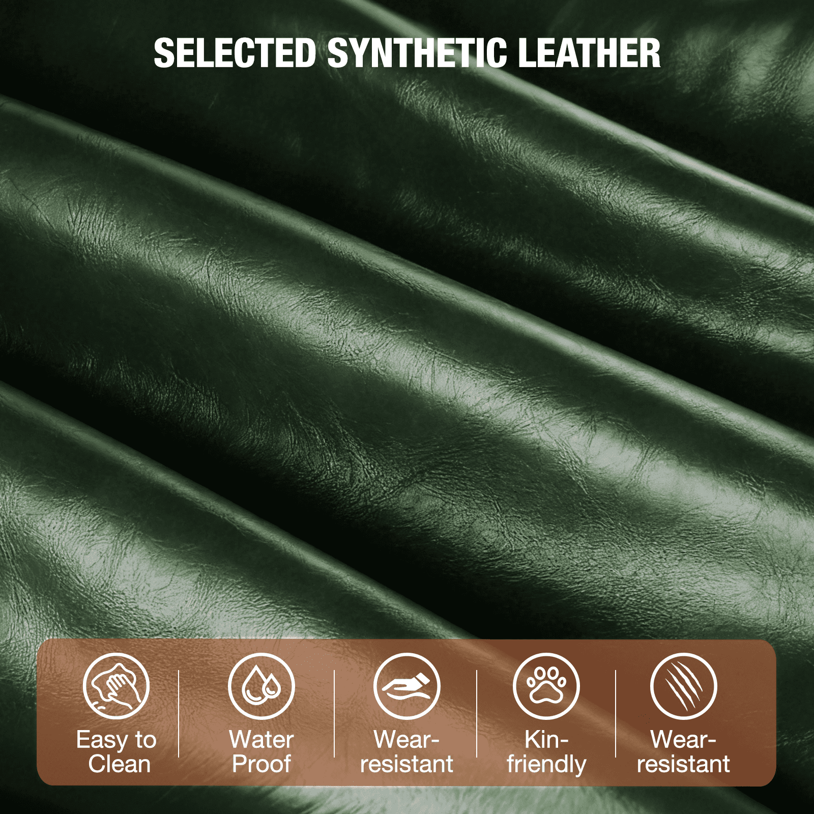 101" Large PU Leather Sofa Couch, Spring Cushion Modern Couch with 24" Extra Deep Seat, Wide Storage Armchair, Comfy Upholstered Oversized Loveseat (Includes 2 Pillows) for Living Room, Office, Green