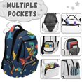 thumbnail image 6 of Yspwyqan Guitar Dinosaur School Backpack for Kids, 600D Polyester Lightweight Boys Bookbag, Multi-Pocket Fits 15.6 Laptop, Front Pocket for Elementary Middle Travel, 6 of 7