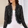 thumbnail image 5 of Purcolt Womens Sheer Lace Embroidery Cardigan Dressy Trendy Long Sleeve Crochet Jacket Summer Cover Ups Wave Trim Shrug Tops, 5 of 7