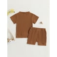 thumbnail image 2 of Kmbangi Baby Girl Boy Print Crew Neck Short Sleeve Rib Knit Tops Elastic Waist Shorts 2Pcs Summer Outfit 6M-3T, 2 of 8