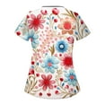 thumbnail image 3 of YDKZYMD Scrub Tops Set for Women Floral Flowers with Pockets Plus Size Graphic Scrubs Workwear V Neck Short Sleeve Scrub Shirt Nurse Uniform Petite Jogger Scrub Tops Beige 2XL, 3 of 3
