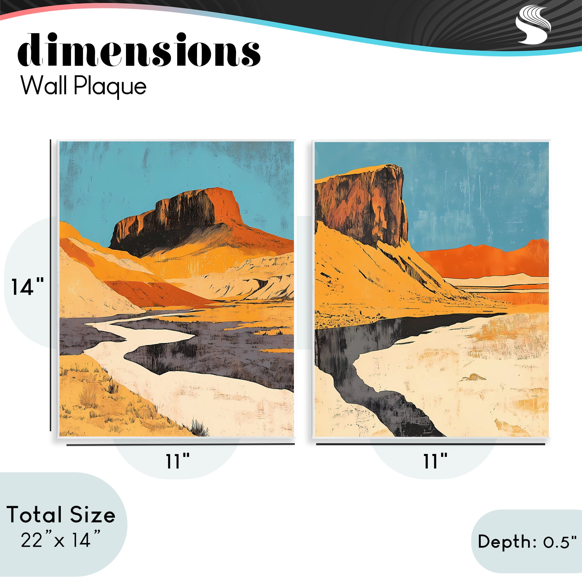 Stupell Industries Desert Canyon Pass 2 Piece Wall Plaque Art Set, design by Walker Noble