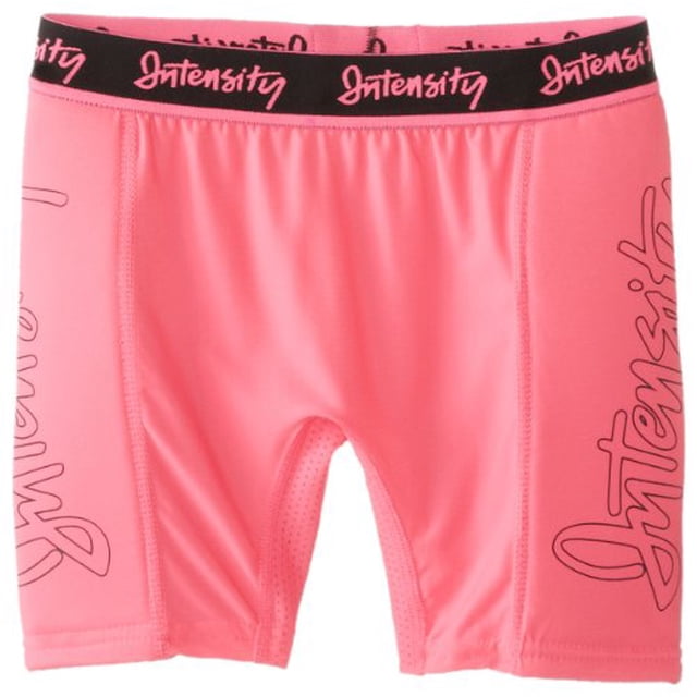 Intensity Girl's Low Rise Slider Softball Shorts, Small, Neon Pink Black