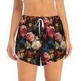 thumbnail image 3 of Uemuo Rose Flowers Pattern Women's Athletic Shorts High Waisted Running Shorts with Liner Pockets Gym Elastic Workout Shorts-Large, 3 of 9