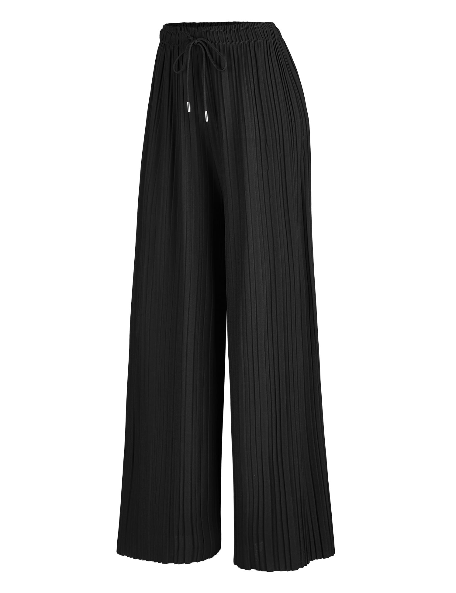 Made by Johnny Women's Pleated Wide Leg Palazzo Pants with Drawstring ...