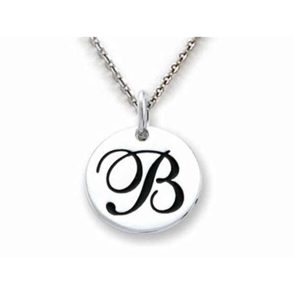 Stellar White 925 Sterling Silver Initial B Personalized Alphabet Disc Pendant Necklace Chain Included