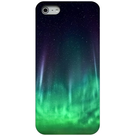 - CUSTOM Black Hard Plastic Snap-On Case for Apple iPhone 5 / 5S / SE - Aurora Borealis Northern Lights
