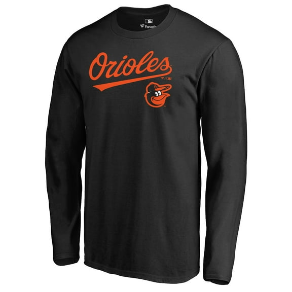 Men's Black Baltimore Orioles Team Lockup Long Sleeve T-Shirt