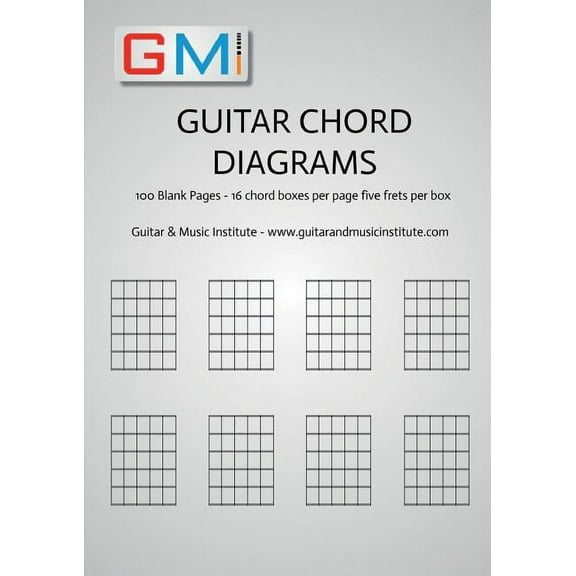Guitar Chord Diagrams: 100 Pages - 16 chord boxes per page five frets per box, (Paperback)