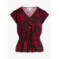 thumbnail image 6 of Time and Tru Women's Peplum Top with Flutter Sleeves, Sizes XS-XXXL, 6 of 6