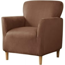 TOPCHANCES Stretch Velvet Armchair Slipcover, Anti Slip Chair Covers for Living Room, Dark Coffee