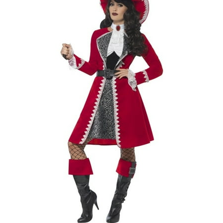Adult's Womens High Seas Scarlet Red Pirate Captain Costume