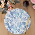 thumbnail image 3 of Marine Coral Round 13 Inch Placemats Set of 8, Coastal Ocean Underwater Starfish Summer Blue HeatResistant Non Slip Place Mats for Dining Table, Wipeable Braided Kitchen Table Mats for Housewarming, 3 of 9