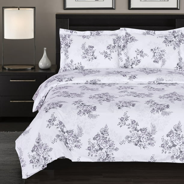 Soft 100 Cotton Duvet Cover Set 300 Thread Count Printed Full/Queen
