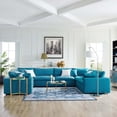 thumbnail image 5 of Modern Contemporary Urban Design Living Room Lounge Club Lobby Sectional Sofa Set, Fabric, Aqua Blue, 5 of 6