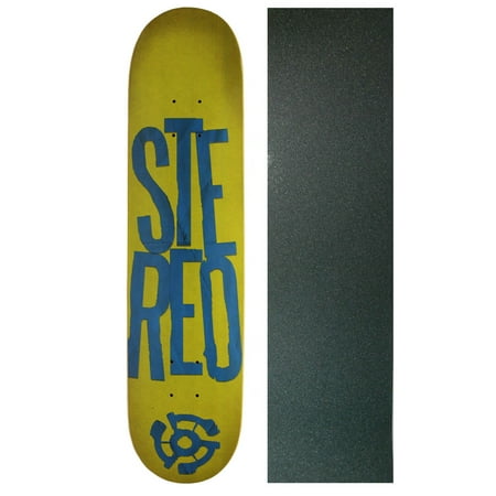 STEREO Skateboard Deck STACKED LOGO GREEN/BLUE 7.5 Black GRIP