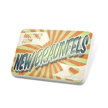 Porcelein Pin Greetings from New Braunfels, Vintage Postcard Lapel Badge – NEONBLOND