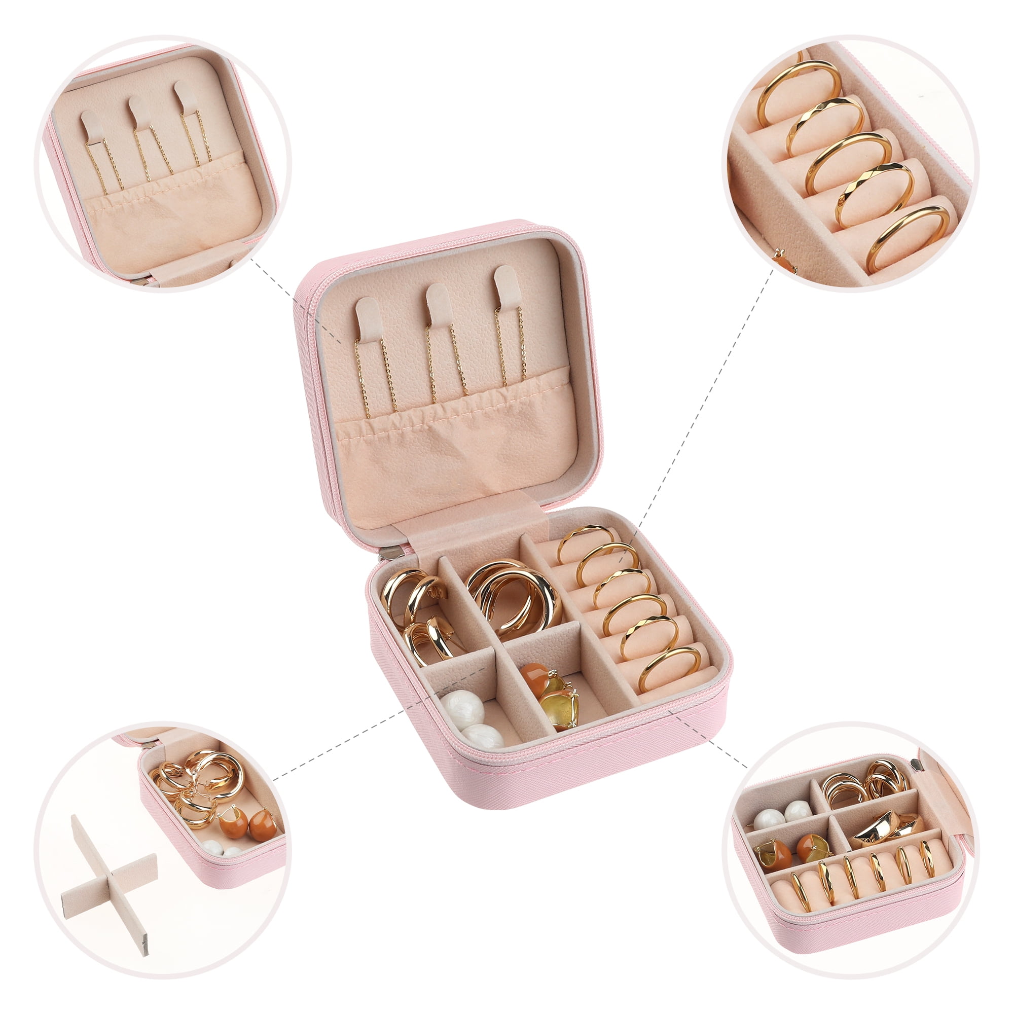 Unique Bargains Jewelry Box Small PU Leather Jewelry Organizer Case Storage Display Holder Pattern B