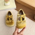 thumbnail image 2 of SYMSHOES Mustard Yellow Girls Mary Jane Shoes, Suede Bow Flats for Kids Little Kids, T-Strap Party & School Dress Shoes,Size 1, 2 of 6