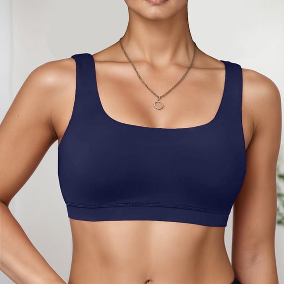 Glisme Navy Bikini Top For Women Sports Bra Swimsuit Bathing Bra Bikini Top Square Neck Swimwear For Swimsuit Party