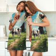thumbnail image 4 of Vsdgher Prairie Motif Vache Chemise de Nuit à Manches Courtes Col Rond Mignonne Robe de Nuit Confortable, 4 of 6