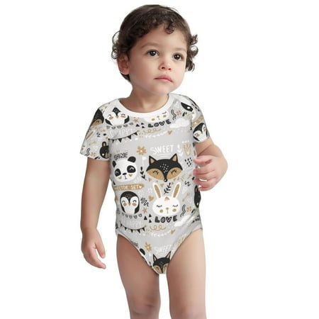 

Fotbe Funny Animals Series Pattern Unisex-baby Short-sleeve Bodysuit Short Sleeve Bodysuits One-piece 100% Organic Cotton for Infant Baby Boys Unisex-3 Months
