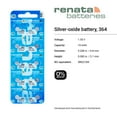 thumbnail image 2 of Renata 364 SR621SW Batteries - 1.55V Silver Oxide 364 Watch Battery (2 Count), 2 of 5
