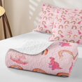 thumbnail image 4 of Erosebridal Kawaii Rainbow Quilt King, Cute Flamingo King Coverlet Set, Pink Reversible, Pale Pink, 3-Piece (1 Bedspread and 2 Pillowcases), 4 of 7