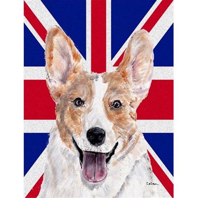 Cardigan Corgi With English Union Jack British Flag Flag Garden Size