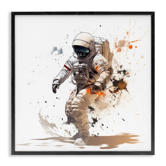 Stupell Industries Modern Astronaut with Modern Splash Black Framed Giclee Art, 12 x 12, by Lazar Studio