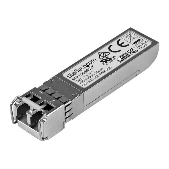 StarTech.com Cisco SFP-10G-SR-S Compatible SFP+ Module, 10GBASE-SR, 10GbE MMF Optic Transceiver, 10GE Gigabit Ethernet SFP+, LC Connector, 300m, 850nm, DDM, Cisco Firepower, ASR9000, C9300 - Lifetime Warranty (SFP10GSRSST) - SFP+ transceiver module (equivalent to: Cisco SFP-10G-SR-S) - 10GbE - 10GBase-SR - LC multi-mode - up to 984 ft - 850 nm