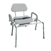 Platinum Health GRAY CAROUSEL Sliding Transfer Bench with Swivel Seat PREMIUM Padded Bath Shower Chair Pivoting Arms
