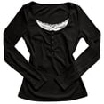thumbnail image 3 of Slim Fit Long Sleeve T Shirt with Casual Round Neck and Lace Printed Top for Everyday and Wear, 3 of 3