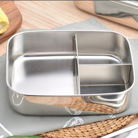 Eco Lunch - 3 Sizes Trio Stainless Steel Lunch Container,Three Section Design for Sandwich and Two Sides,Metal Bento Lunch Box for Kids or Adults,Eco-Friendly,Stainless Lid