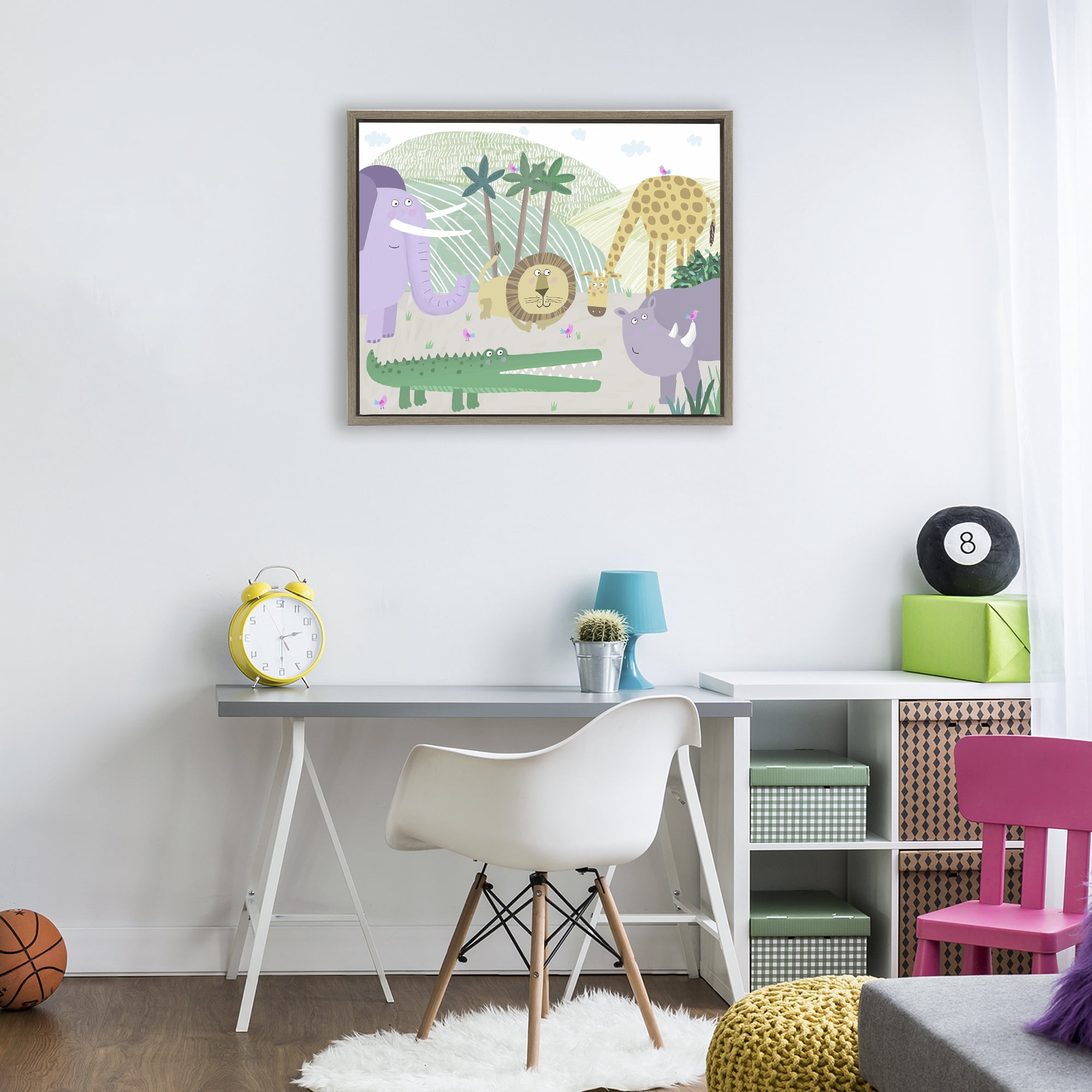 Stupell Industries Jungle Savannah Animals Brown Framed Floater Canvas Wall Art, design by Carla Daly