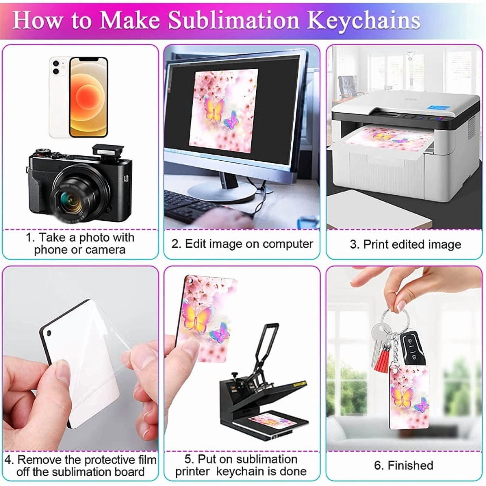 160 Pieces Sublimation Blank Products Batch Heat Press Transfer Double-sided Printing Keychain Blank Tassel for Key Ring