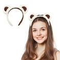 thumbnail image 2 of FENOHREFE Lovely Plush Bear Ear Headband for Women Face Washing Birthday Party Gathering Headpiece School Event Accessory 2PCS, 2 of 7