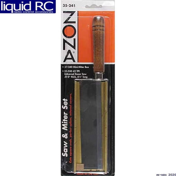 Olson Saw 35-241 Fine Kerf Saw 35-550 42 tpi with Aluminum Thin Slot Miter Box, Slot Size .014-Inch, Slot Angles 45, 60, 90, Cutting Depth 7/8-Inch