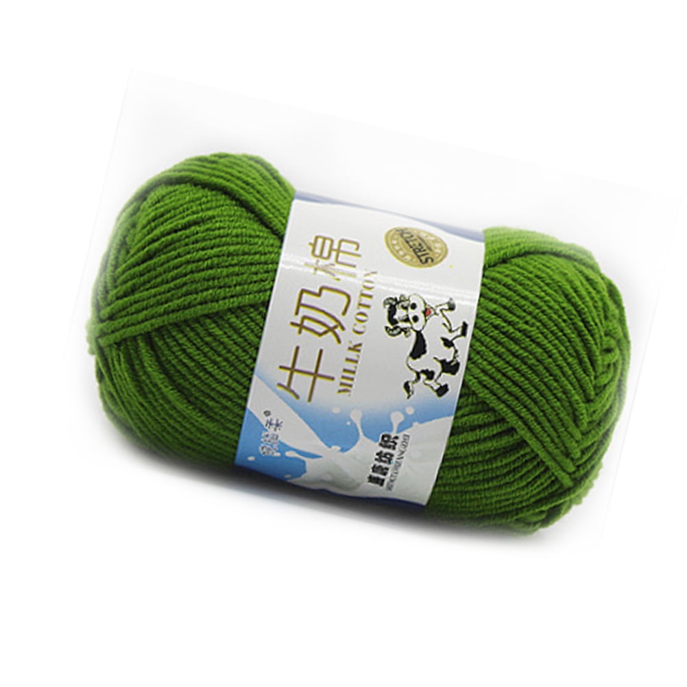 Milk Cotton Yarn Crochet Knitting Wool Yarn Chunky Hand-Woven Soft DIY Craft Yarn, Size: 150, Green
