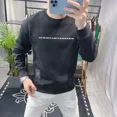 thumbnail image 3 of Sudadera con capucha y letras estampadas para hombre, ropa para hombre, sudadera ajustada sin capucha, jersey verde de alta calidad, estilo coreano, algodón, barata, 3 of 5