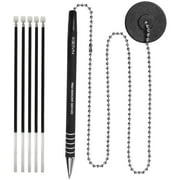 Nadex Coins NCS8-1176 Secure Counter Ballpoint Pen with Adhesive Mount and 5 Refills, Black