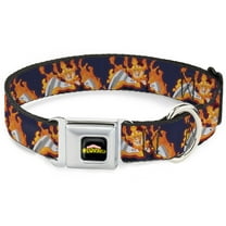 Crunchyroll Pet Collar, Dog Collar Metal Seatbelt Buckle, My Hero Academia Flame Hero Endeavor Pose Blue, 9.5 to 13 Inches 1.0 Inch Wide