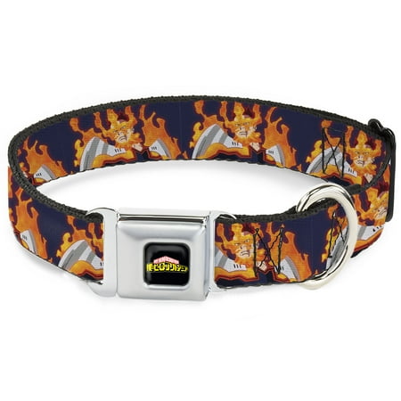 Crunchyroll Pet Collar Dog Collar Metal Seatbelt Buckle My Hero Academia Flame Hero Endeavor Pose Blue 11 to 16.5 Inches 1.0 Inch Wide