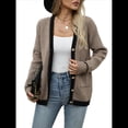 thumbnail image 2 of Chaquetas de Punto con Botones, Larga y Bolsillos para Mujer, Otoño e Invierno Color Camello L, 2 of 10